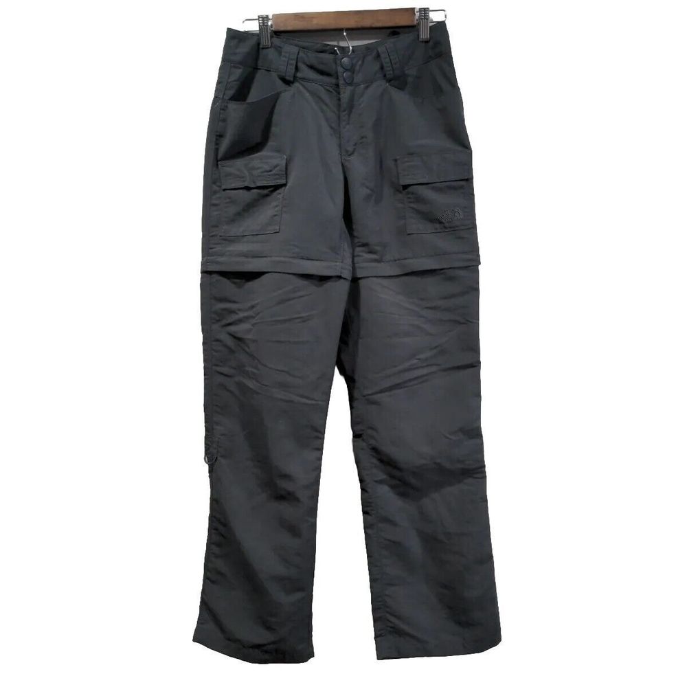 TNF Womens Convertible Hiking Pants/Shorts Size 4 Gray Roll Up Capri Activewear